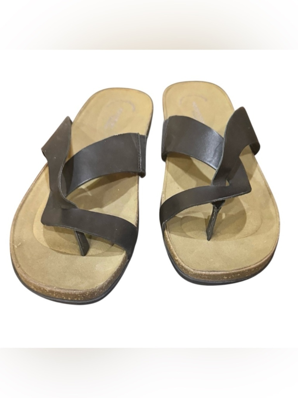 Rockport Brown Leather Twist-Toe Slide Sandals shelf pull new US women’s 9.5